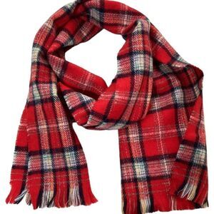 The Edinburgh woolen mills red plaid wool scarf